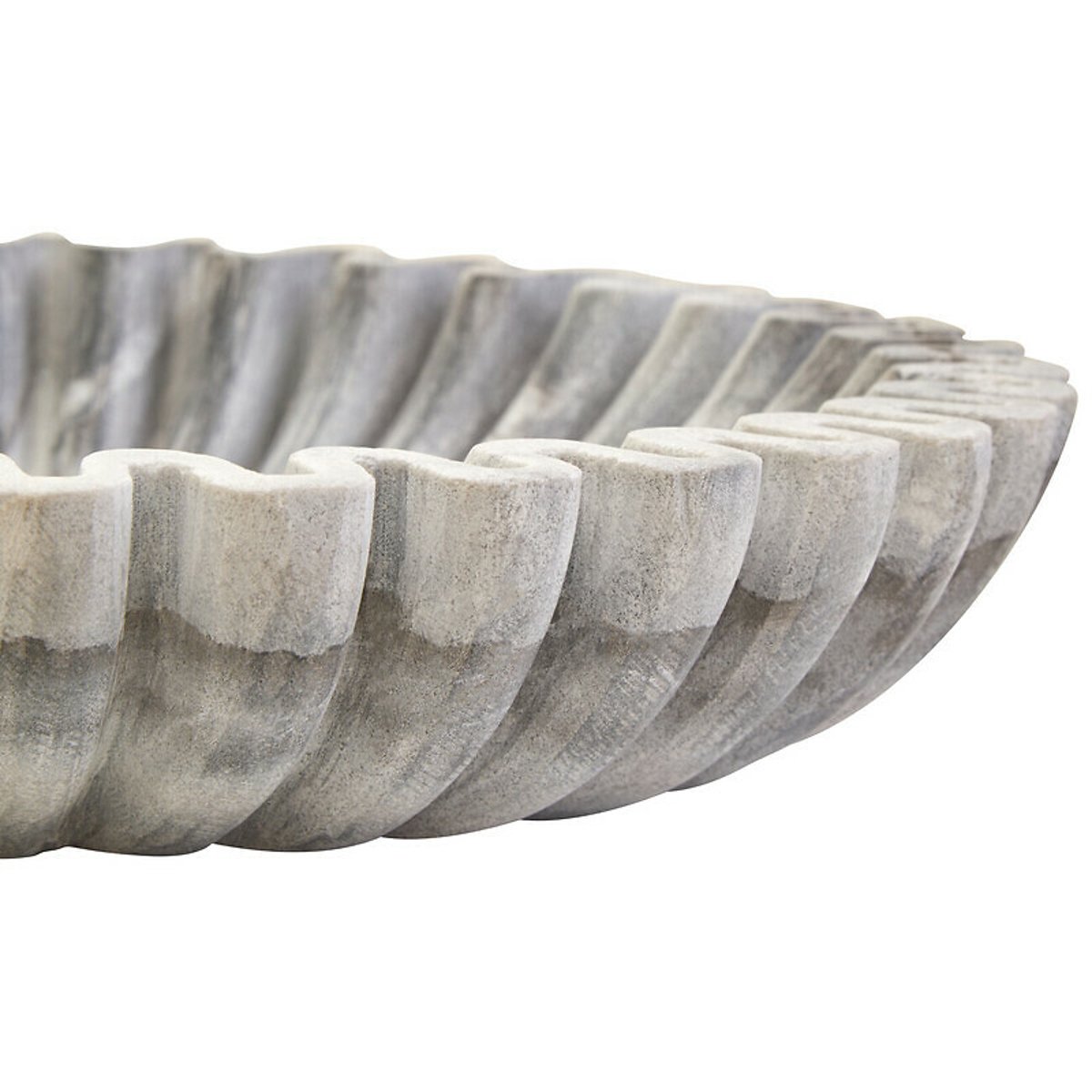 Large Decorative Fluted Marble Bowl in Grey grey, FIFTY FIVE SOUTH