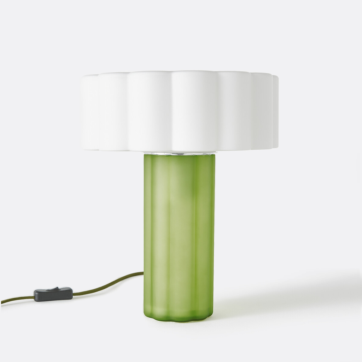 Lampe à poser, en verre coloré et opaline, JUSTYNA vert, LA REDOUTE INTERIEURS