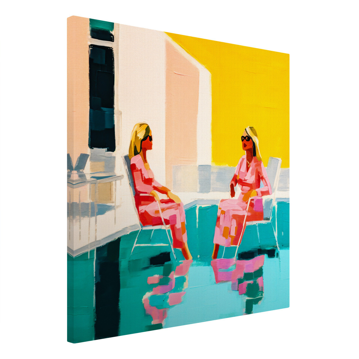 Tableau Sur Toile Amies Au Bord De La Piscine EFFET PEINTURE tableaux sur toile-rose, CEANOTHE