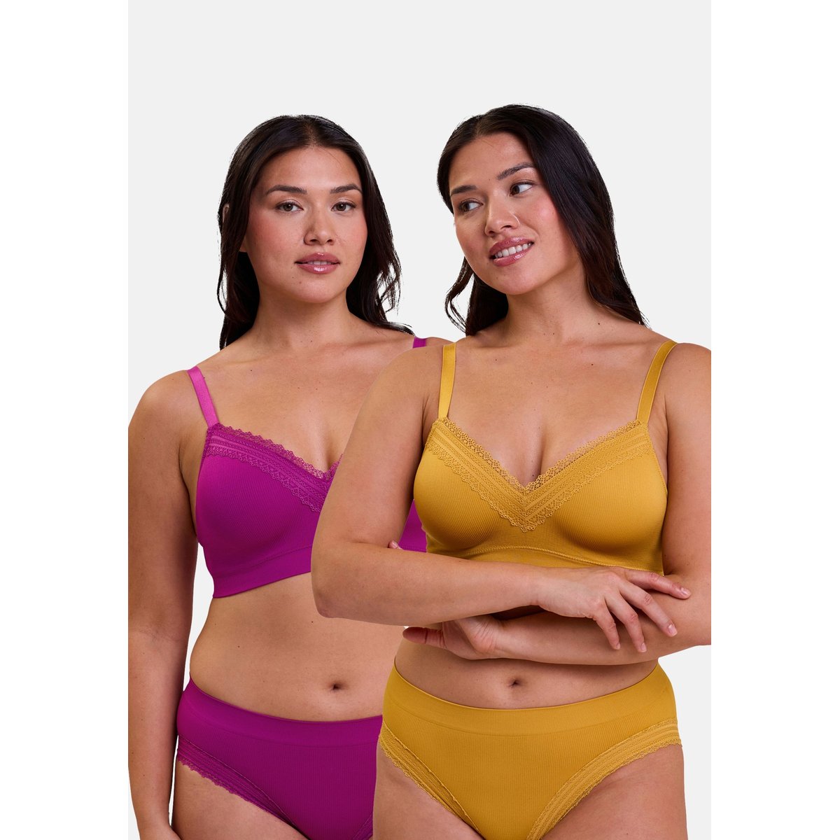 Lot de deux brassières AGATHE jaune&rose, SANS COMPLEXE