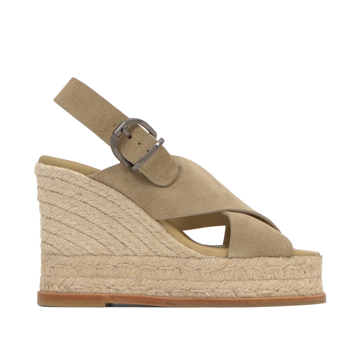 Sandales compensées en cuir à brides croisées BETINA EXTRA PLATFORM sable, CASTANER