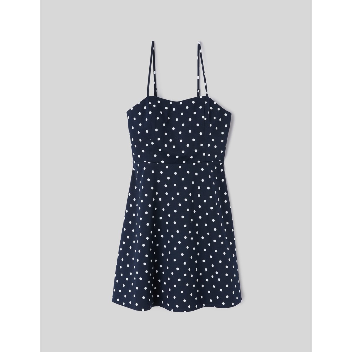 Robe à bretelles pois bleu foncé, BZB