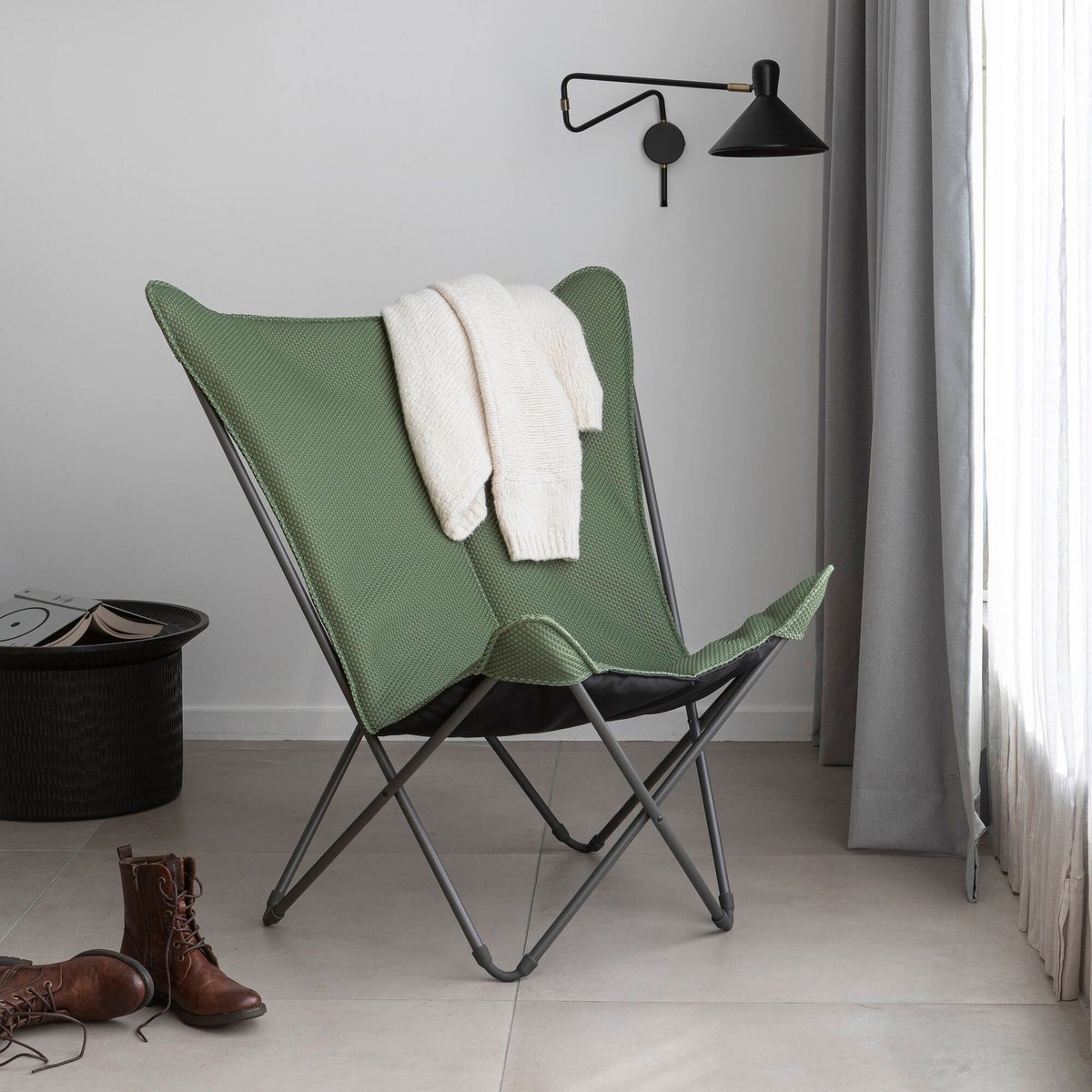 Fauteuil papillon matelassé grande largeur - POP UP XL vert olive, LAFUMA MOBILIER