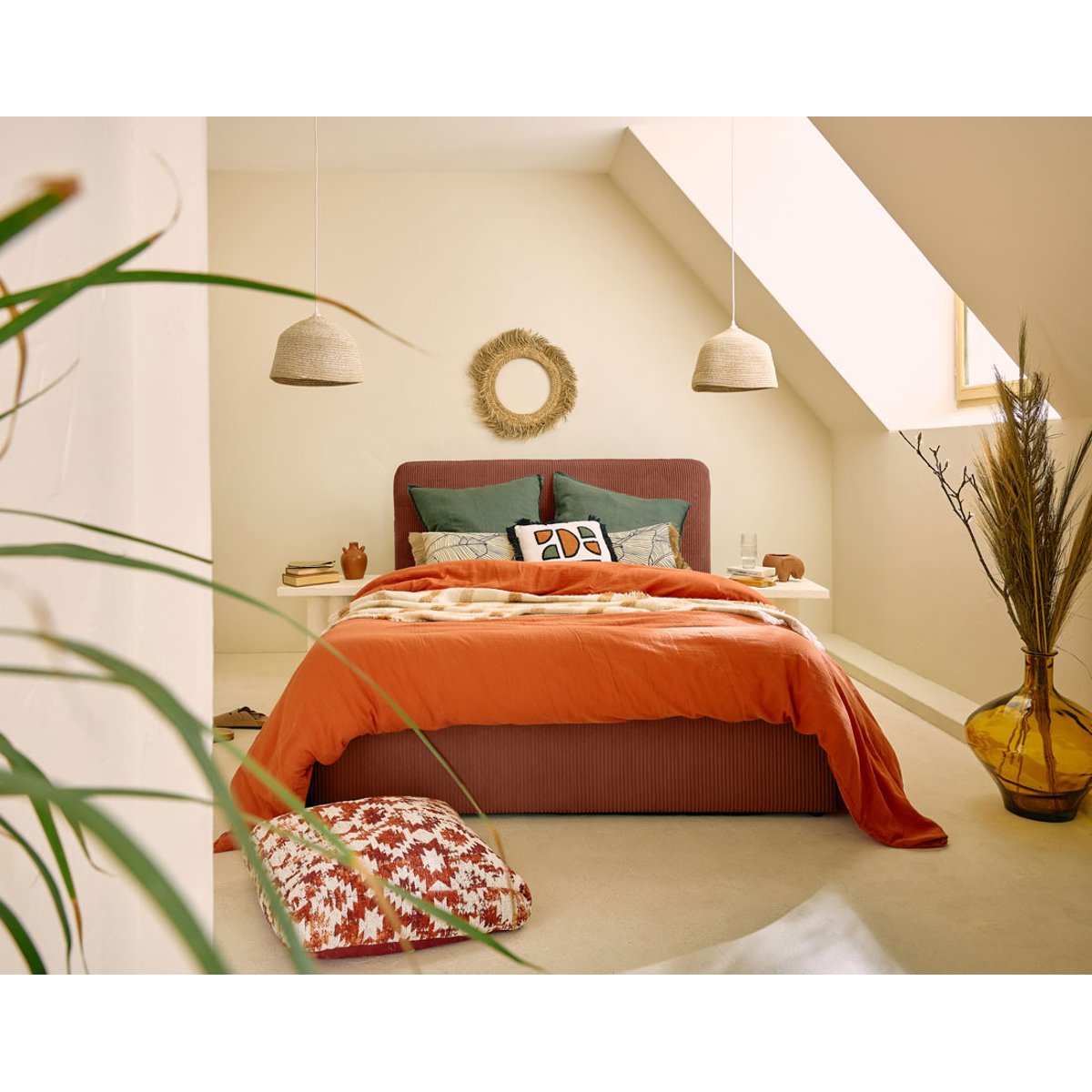 Lit coffre - GOYAVE terracotta, BEST MOBILIER