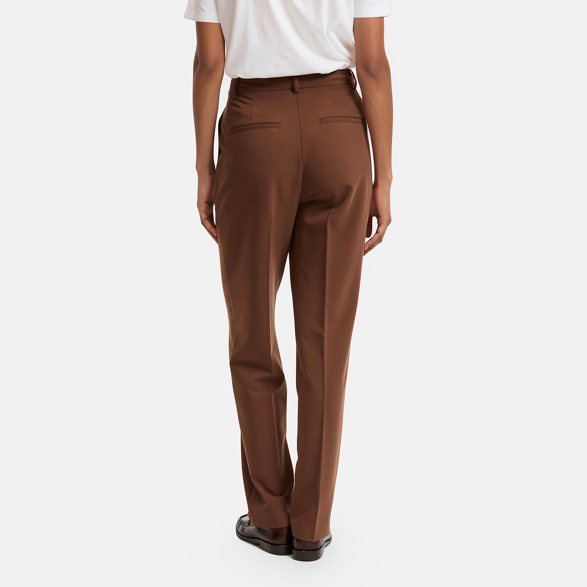Pantalón recto de poliviscosa marrón, LA REDOUTE COLLECTIONS