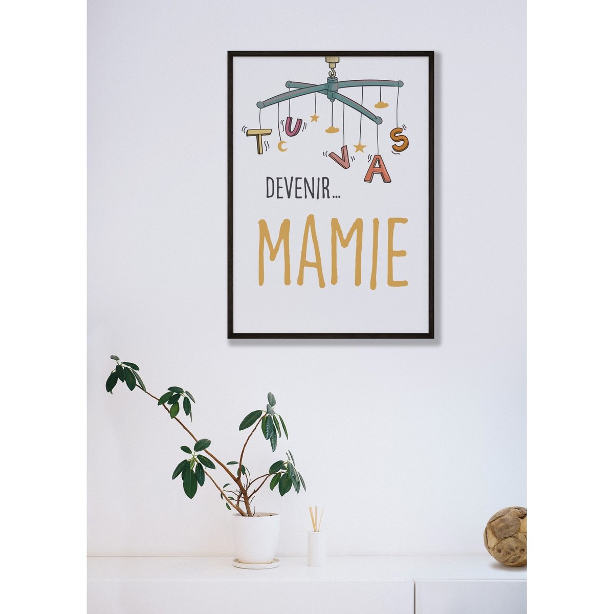 Affiche 'Tu vas devenir MAMIE' blanc, L'AFFICHERIE