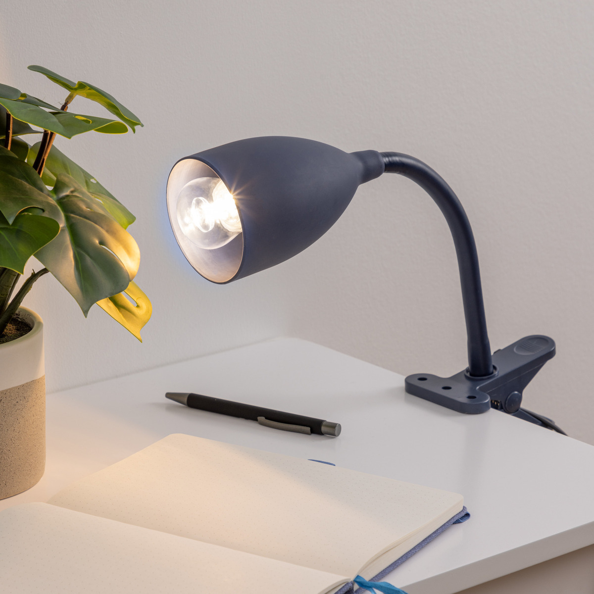 Lampe pince flexible pratique SILY bleu orage, ATMOSPHERA