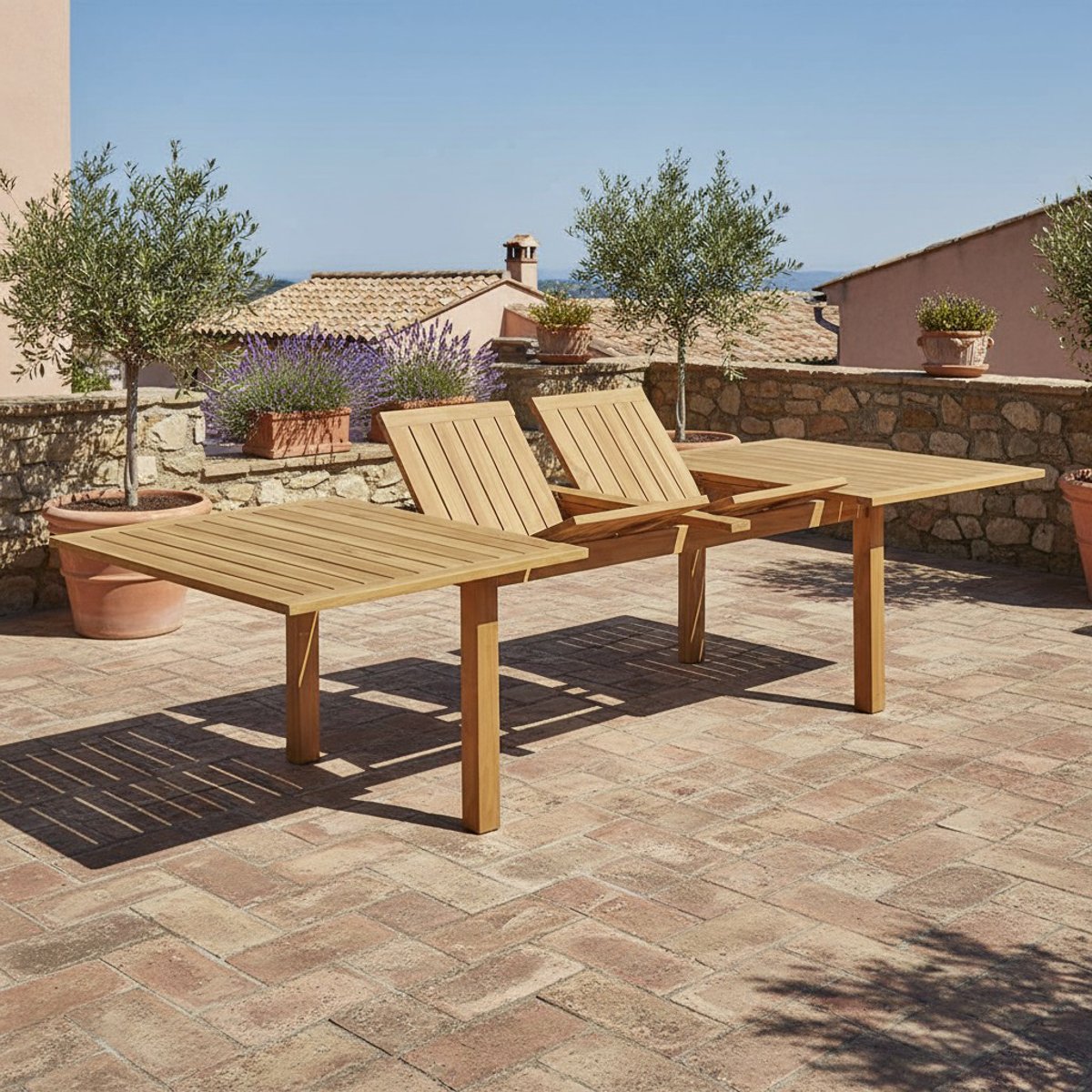 Table extensible teck massif Constantine XL 190/290 x100 cm naturel, TECK ATTITUDE