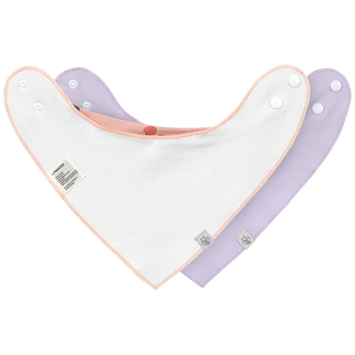 Lot de 2 bavoirs bandanas rose, rouge, violet, LASSIG