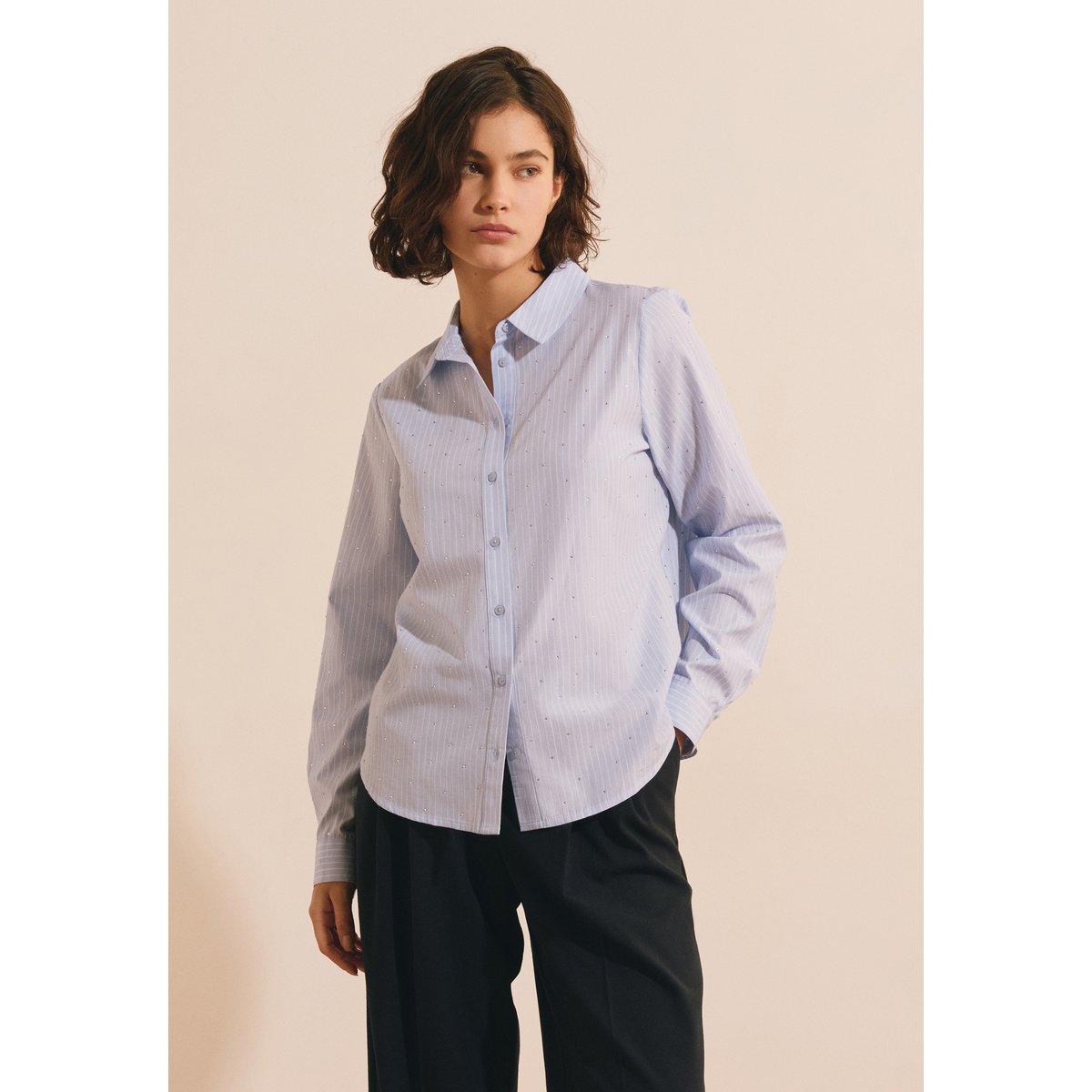 Chemise à rayures avec coton COLETTE RAY bleu ciel, ETAM