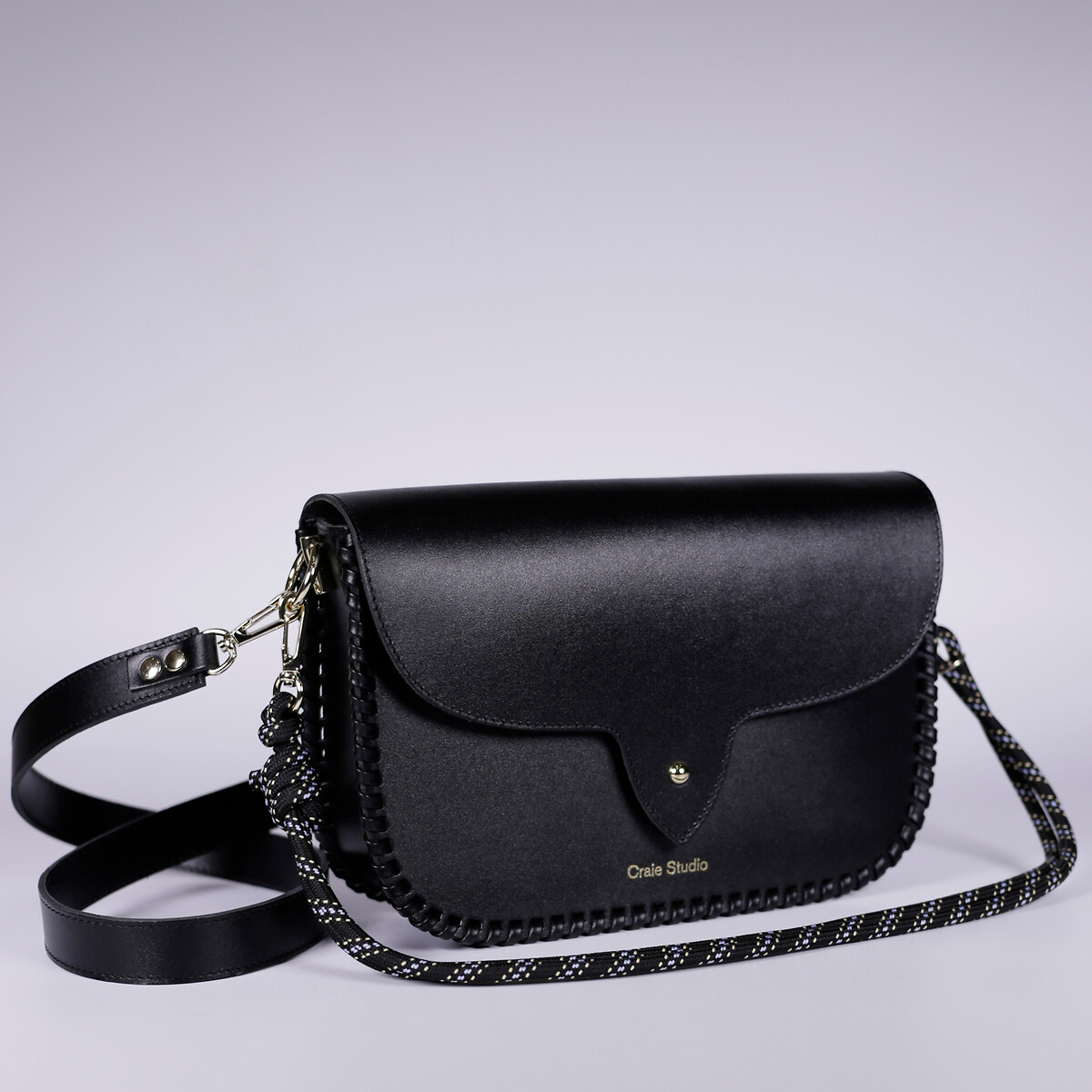 Sac besace en cuir, WISH noir, CRAIE STUDIO