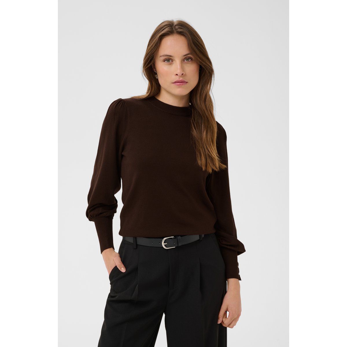 Pullover tricoté marron coffee bean, KAFFE
