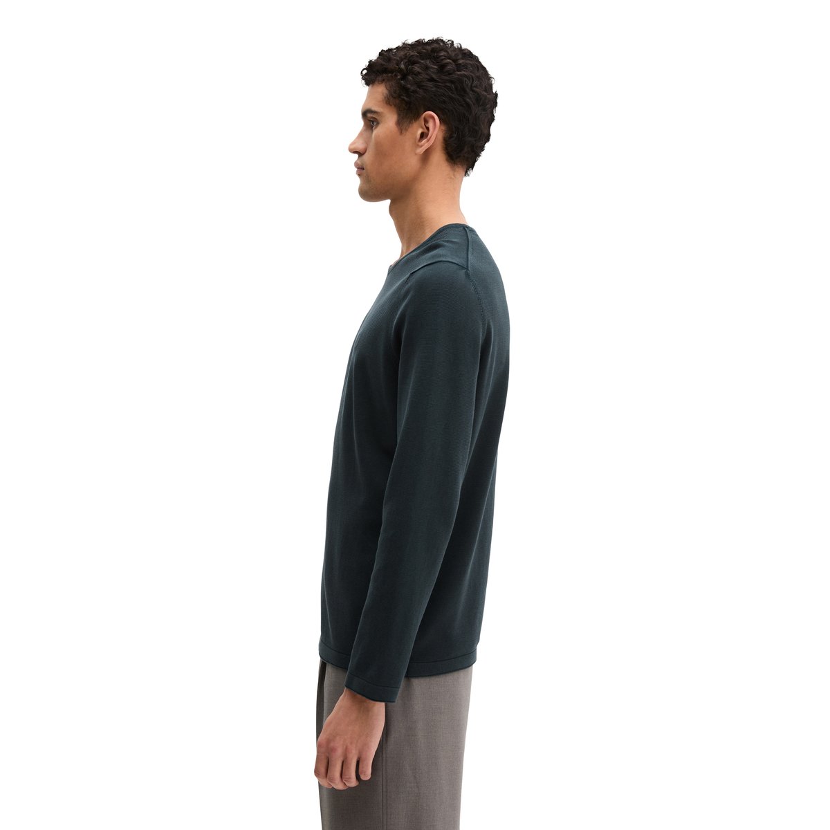 Pull-over en maille fine regular en coton biologique certifié bleu foncé, MARC O'POLO