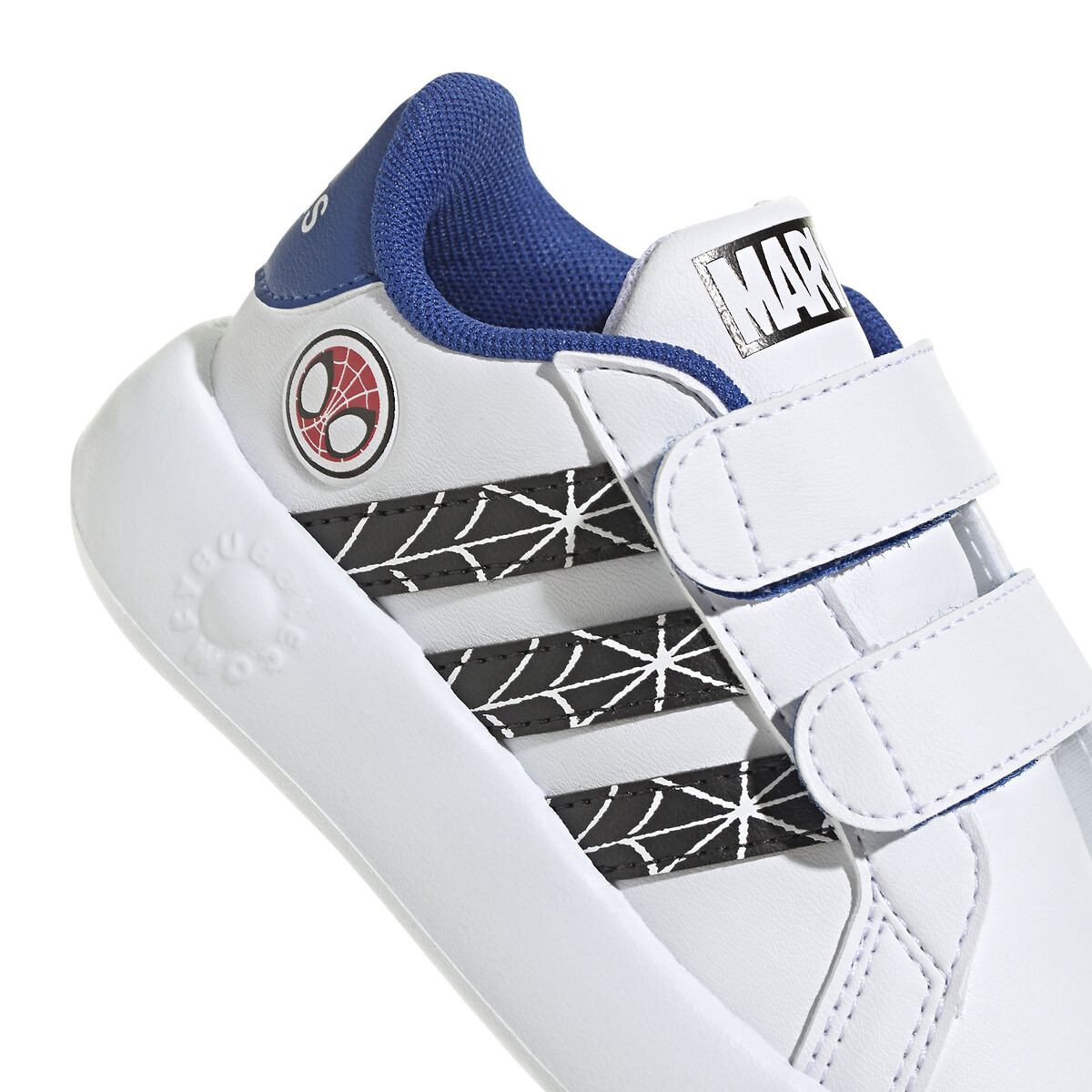 Kids Grand Court 2.0 Spider-Man Trainers with Touch 'n' Close Fastening black/white/blue, ADIDAS SPORTSWEAR