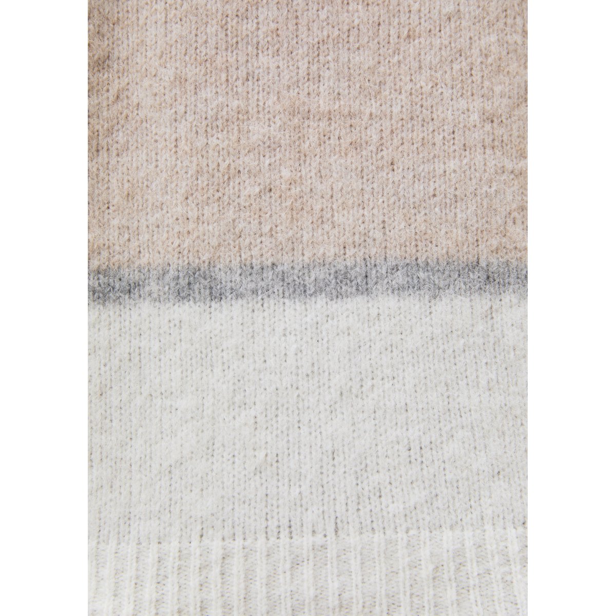 Pull à rayures sans manches en maille col montant off white/beige, HUMILITY