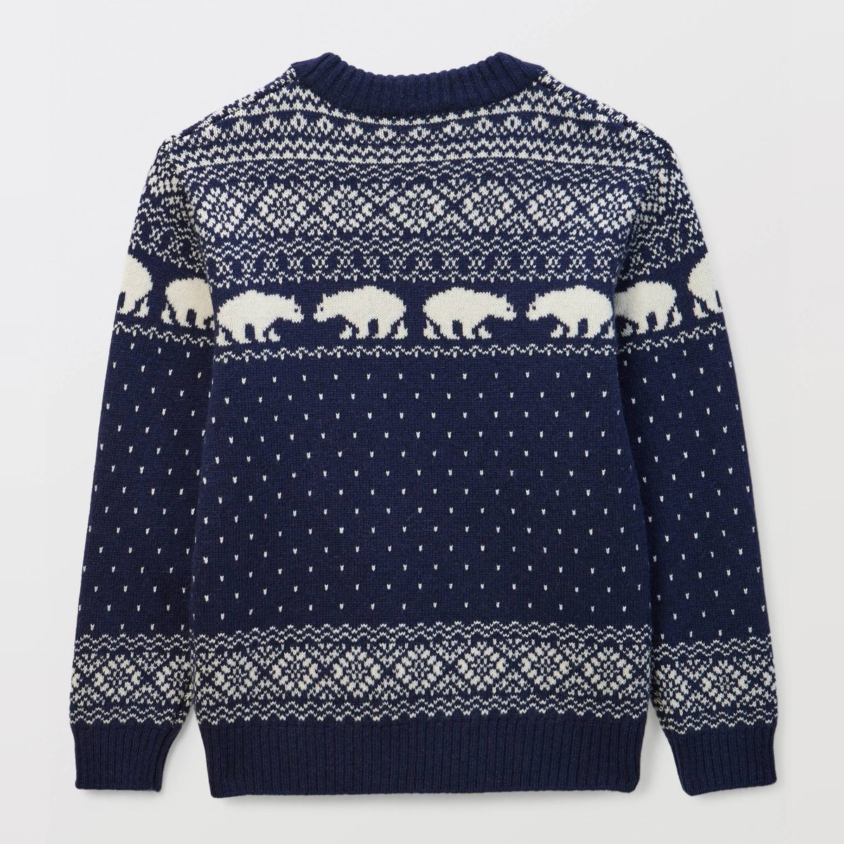 Pull col rond jacquard contenant de la laine ombre bleue, MONOPRIX