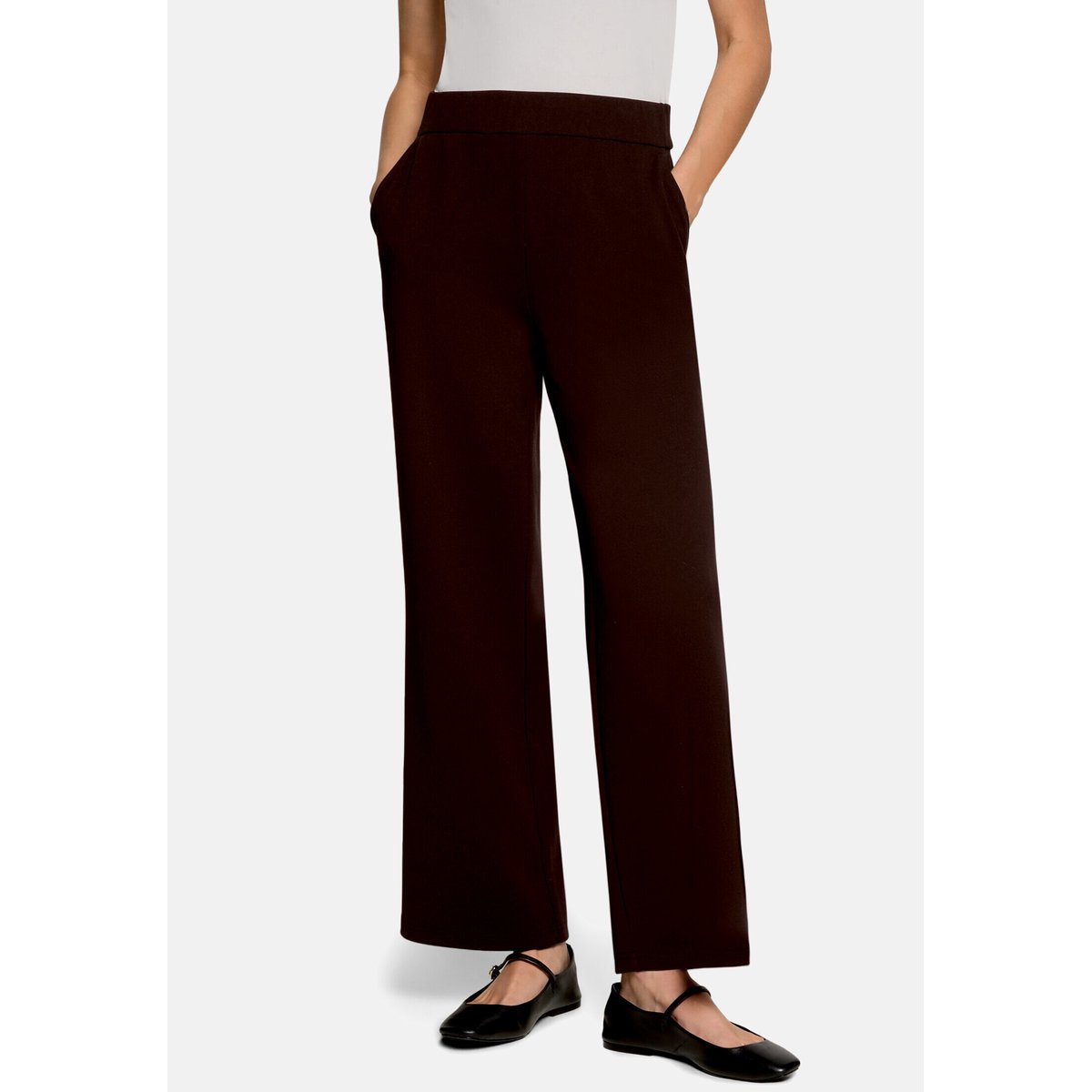 Pantalon casual à jambes larges chocolate plum, ZERO
