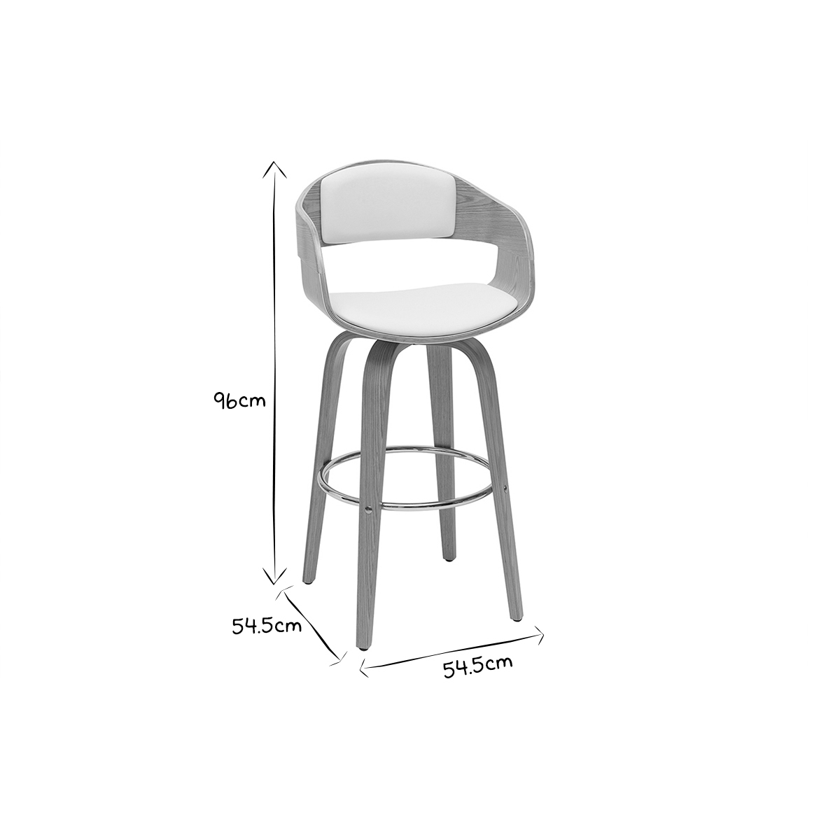 Tabouret de bar design pivotant 360° H65 cm GAO noyer / noir, MILIBOO