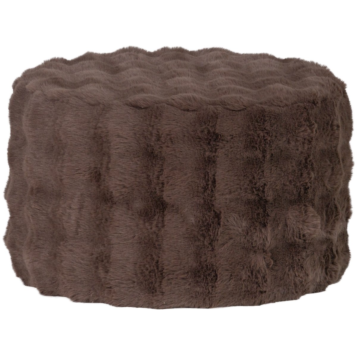 Pouf en tissu moelleux OLVEN marron, WOOOD