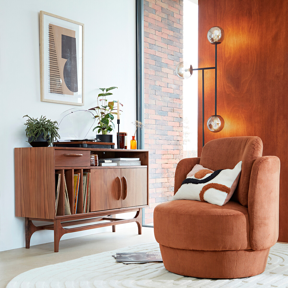 Meuble vinyles noyer, Larsen noyer, LA REDOUTE INTERIEURS