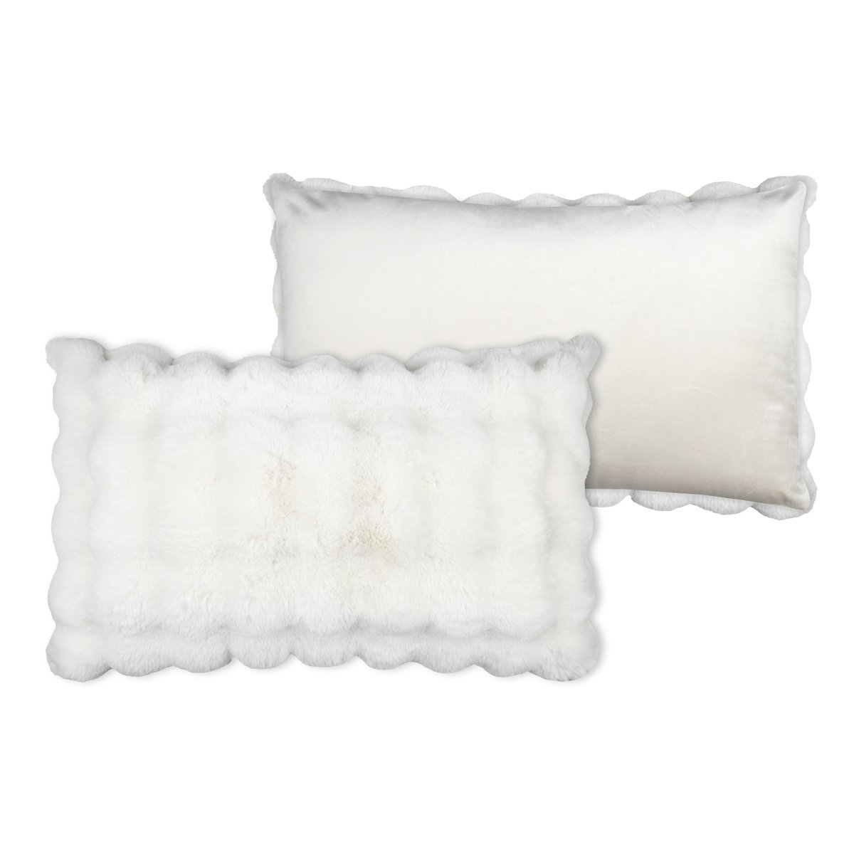 Coussin déhoussable imitation fourrure ecru, LOVELY CASA