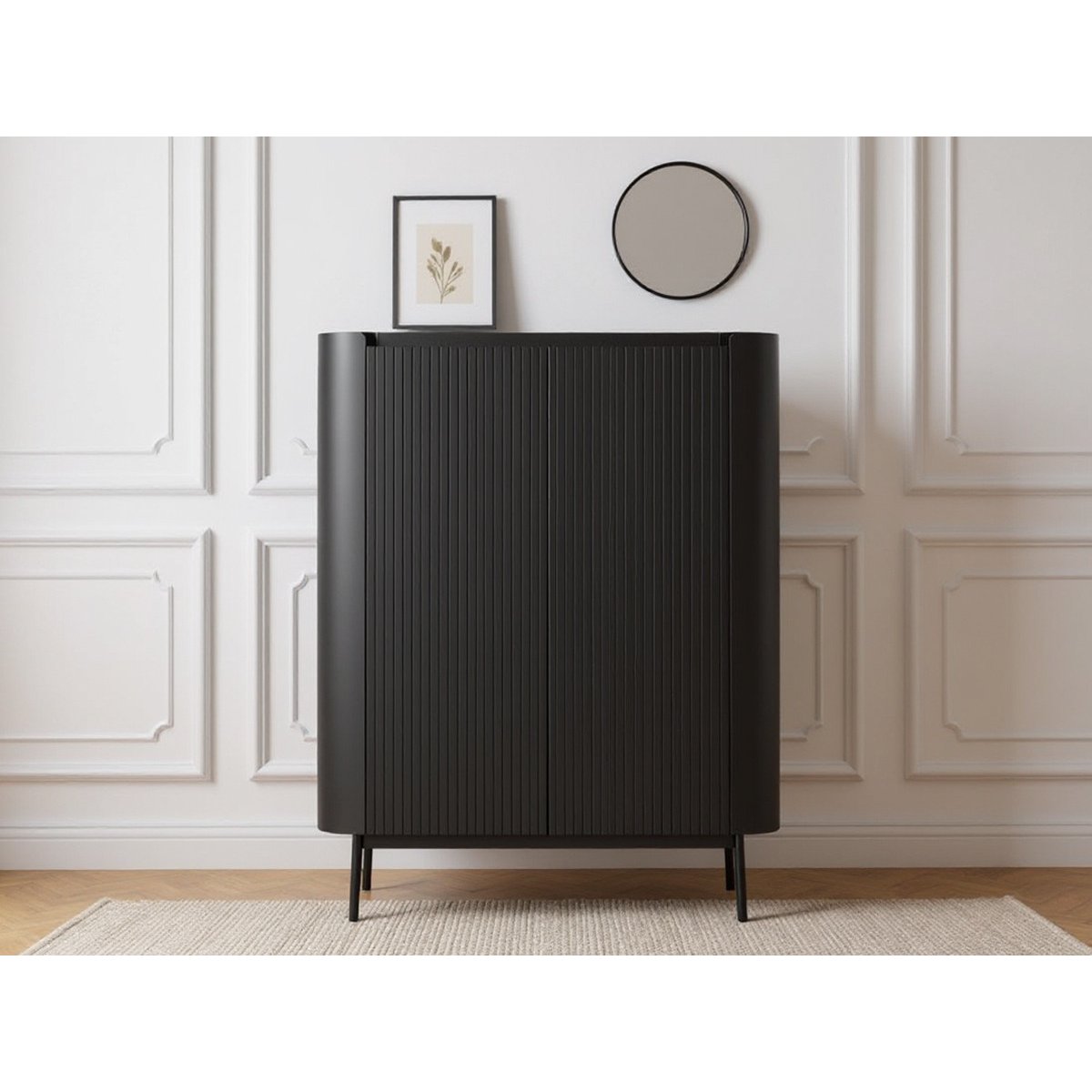 Buffet  en MDF  portes 100 cm, JAY noir, BOBOCHIC