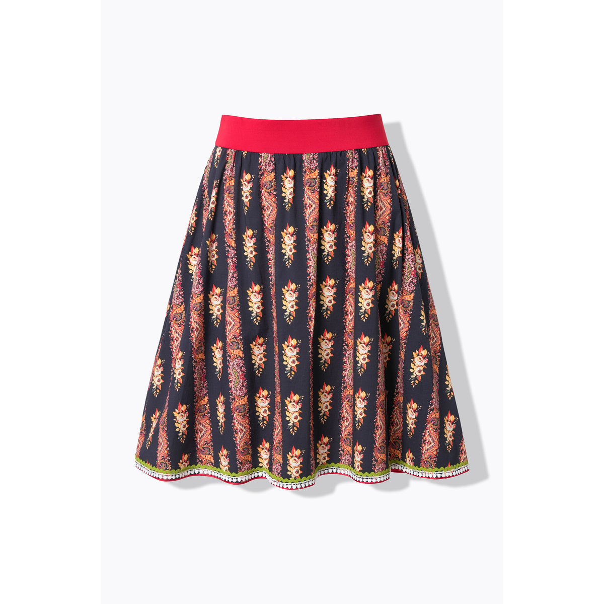 Jupe trapèze style tyrolien avec noir, ULLA POPKEN