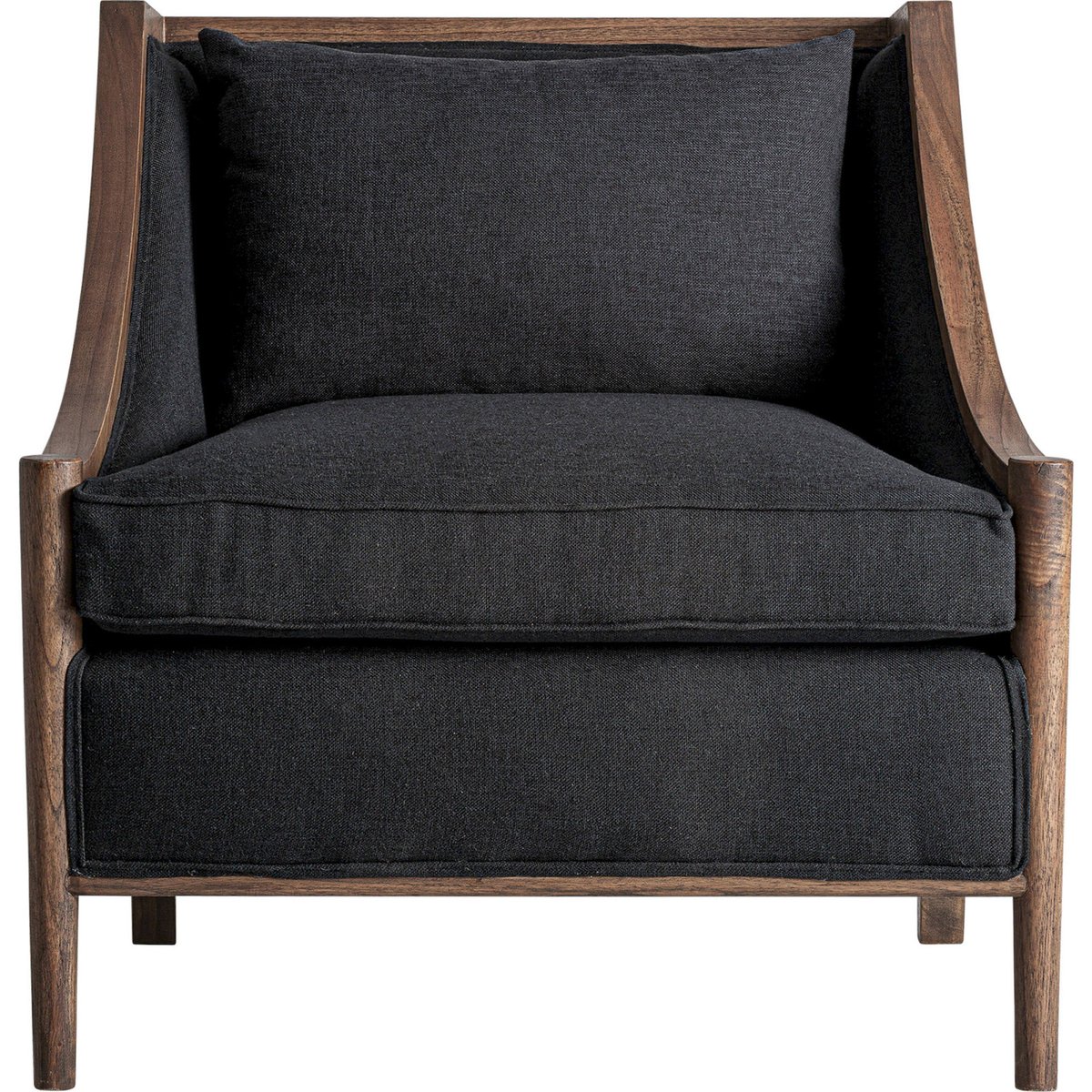 Fauteuil classique en bois bleu pétrole et marron, RECOLLECTION