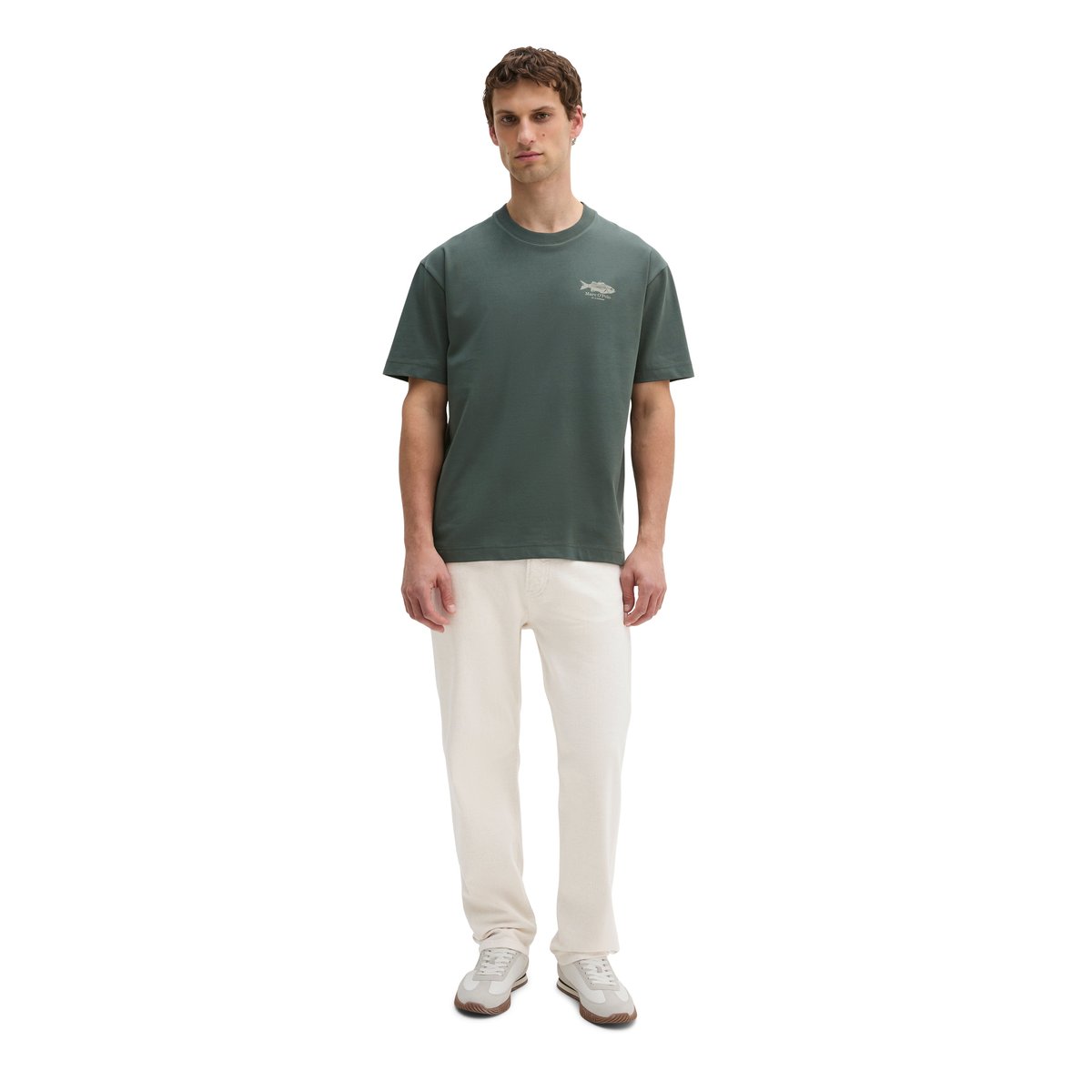 T-shirt loose avec un imprimé marin dans le dos gris foncé, MARC O'POLO