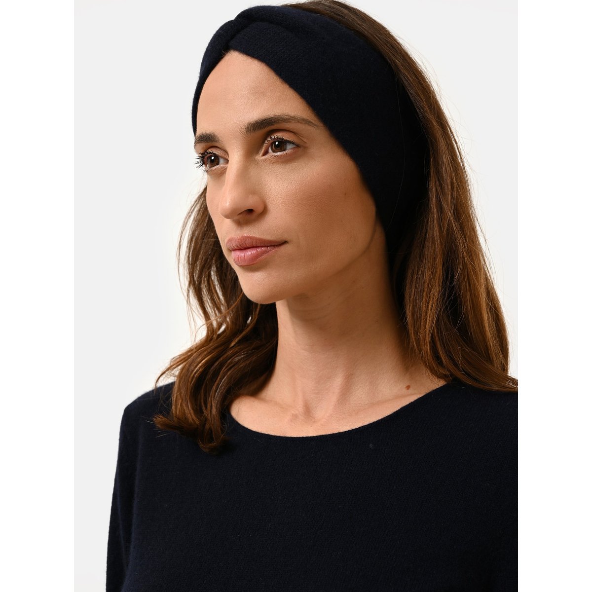 Robe Col Rond Navy Susan bleu foncé, JUST CASHMERE