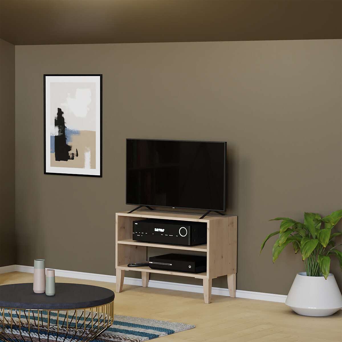 Mobile TV con gambe legno chiaro, EUROPE & NATURE