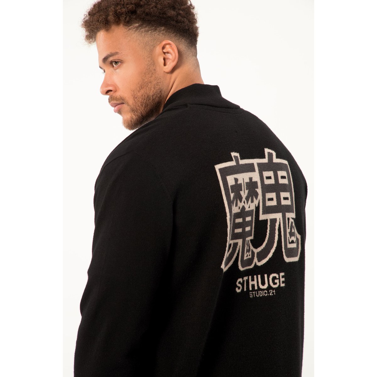 Cardigan avec technologie FLEXLASTIC® noir, STHUGE