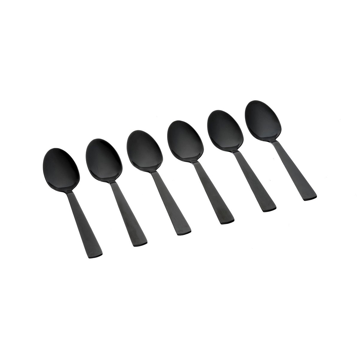 Lot de 6 petites cuillères en inox, NUDE noir brillant, BJORN