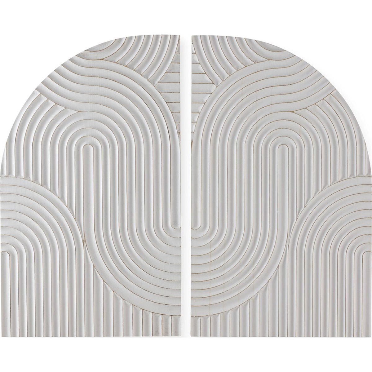 Sculpture murale en bois relief arqué blanc, RECOLLECTION