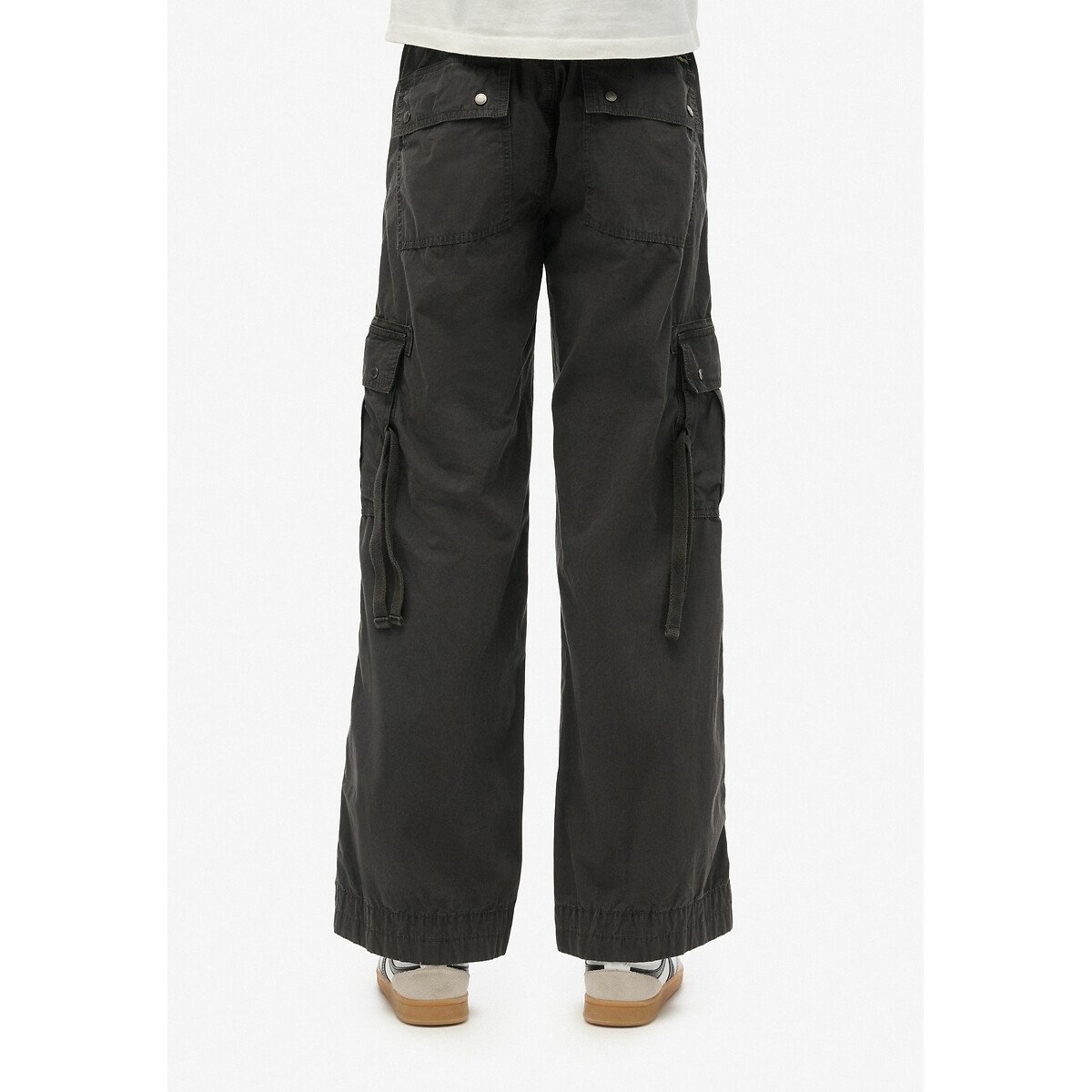 Cotton Utility Trousers with Wide Leg, Low Rise black, SUPERDRY
