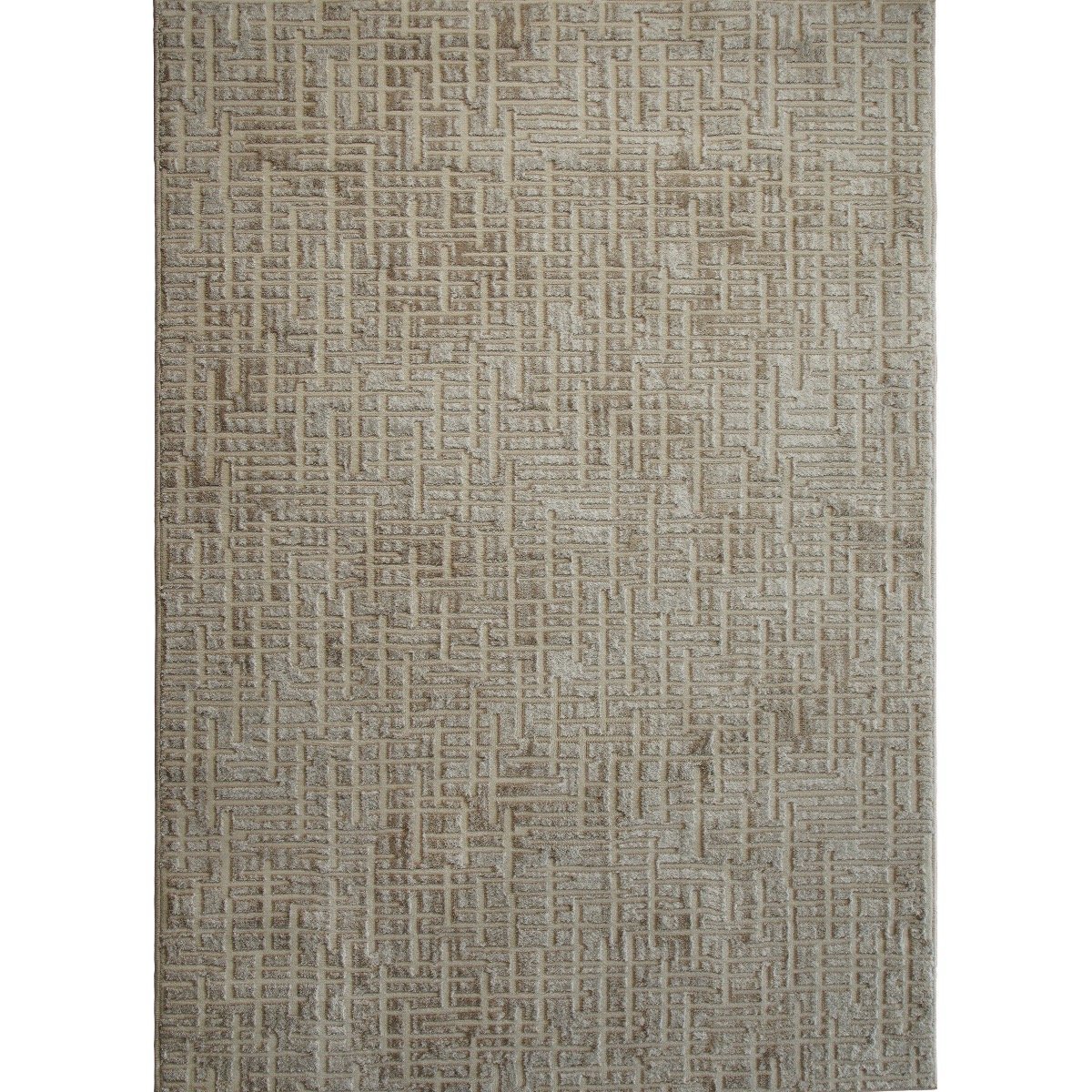 Tapis de salon moderne motif géométrique GOYAVE PRINT beige, THE DECO FACTORY
