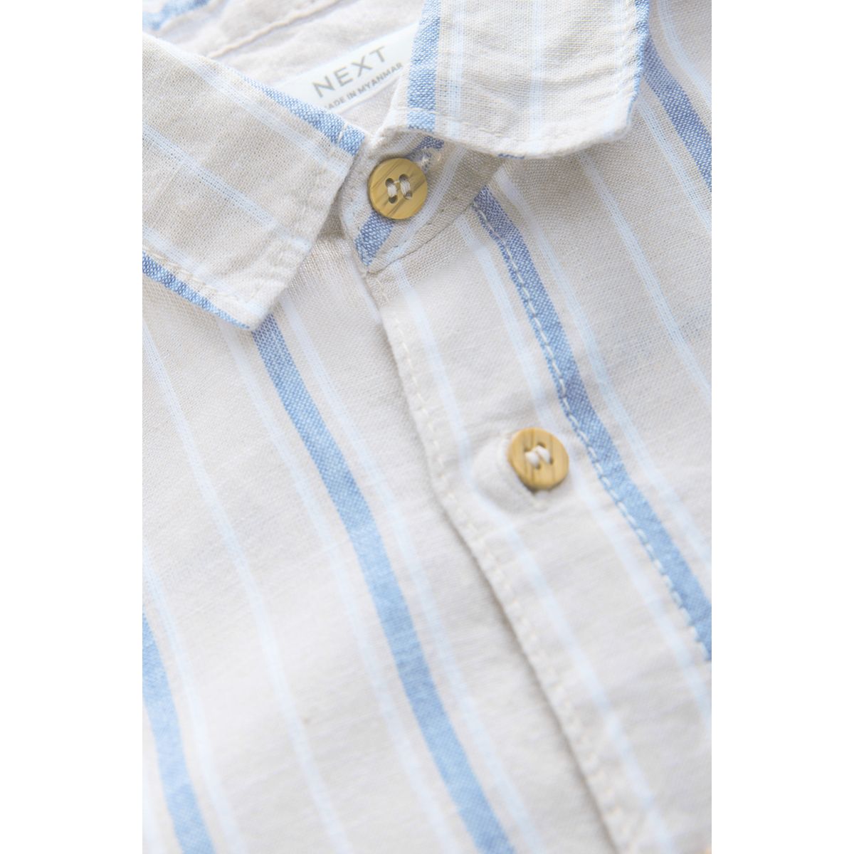 Chemise en lin décontractée à manches longues rayure neutre, NEXT