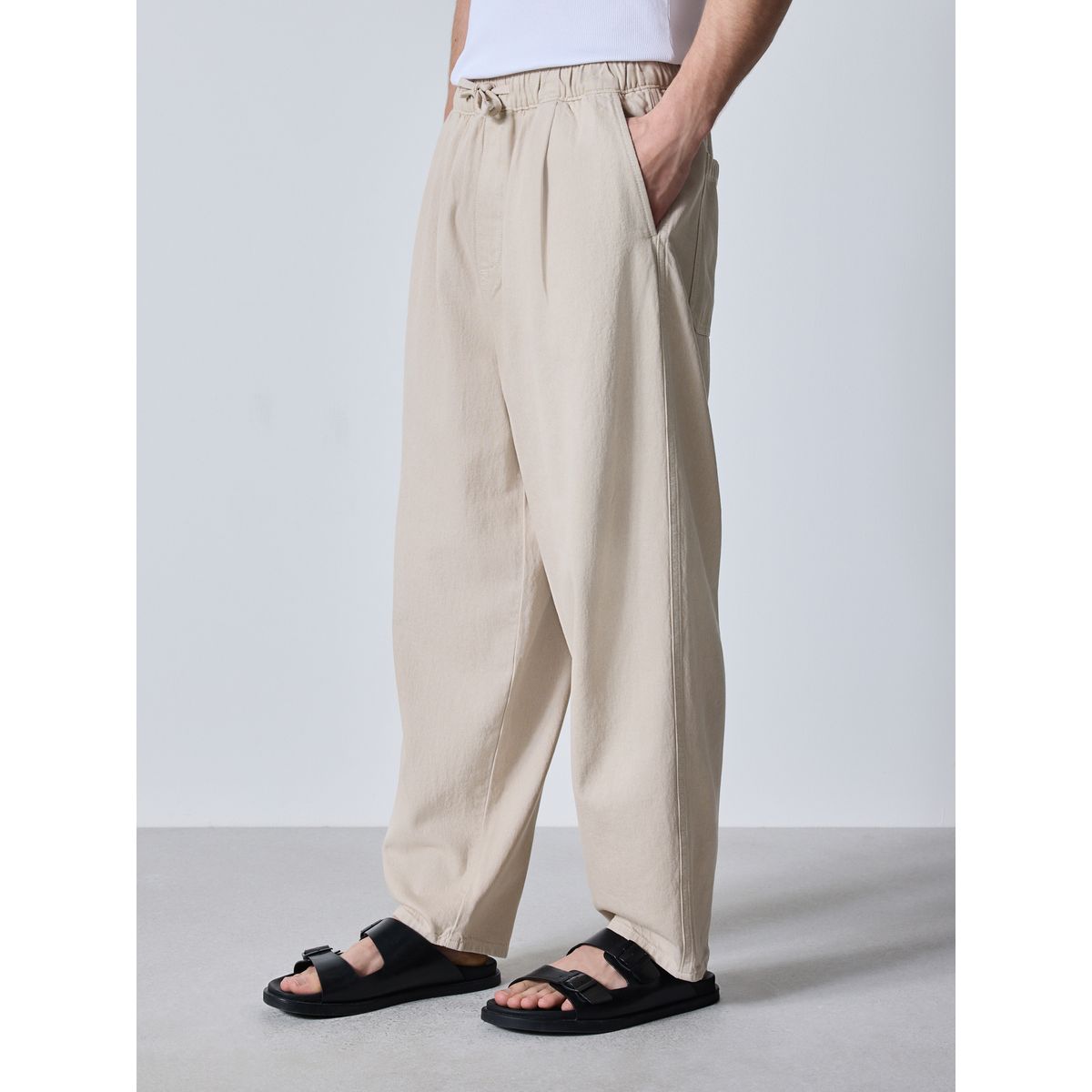 Pantalon de jogging élastique en lin mélangé blanc écru, NEXT