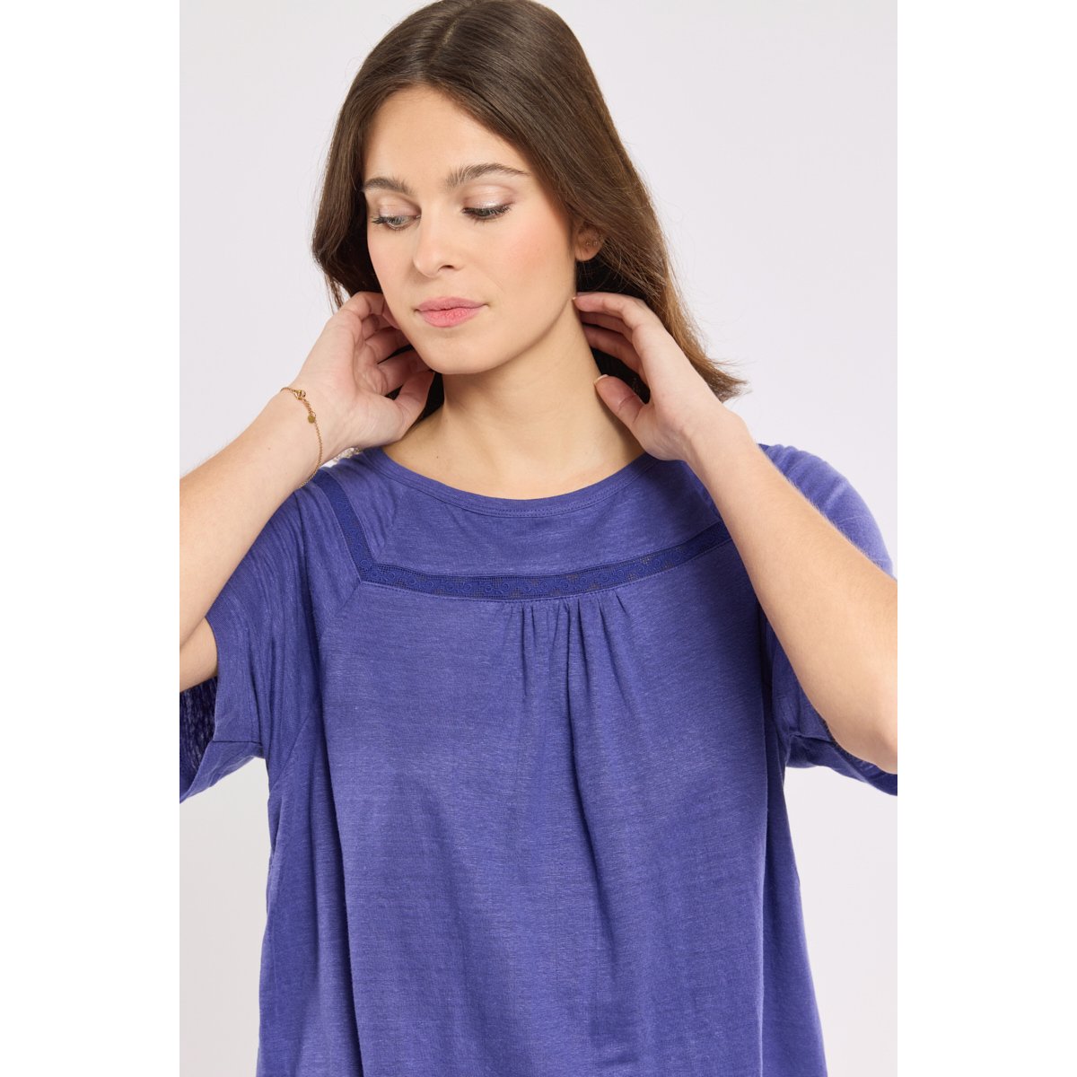 T-shirt Clyde en lin navy blue, TERRE & MER
