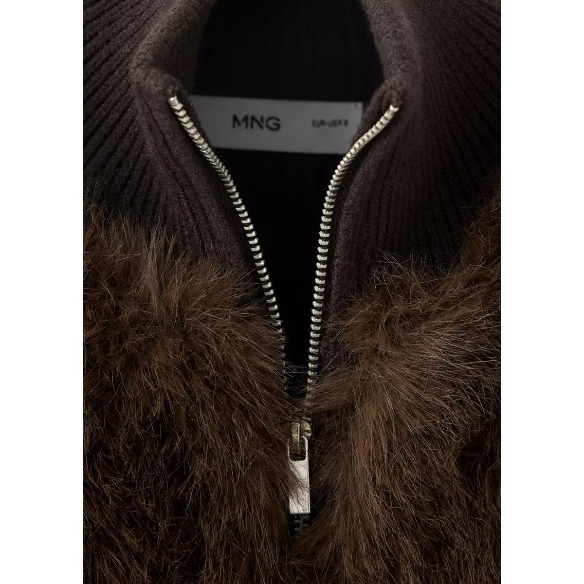 Veste imitation fourrure chocolat, MANGO