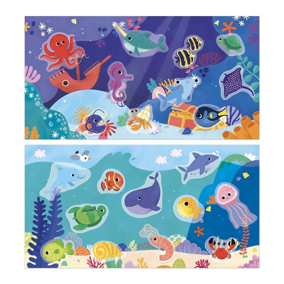 Pochette de stickers gommettes repositionnables La mer couleur unique, JANOD