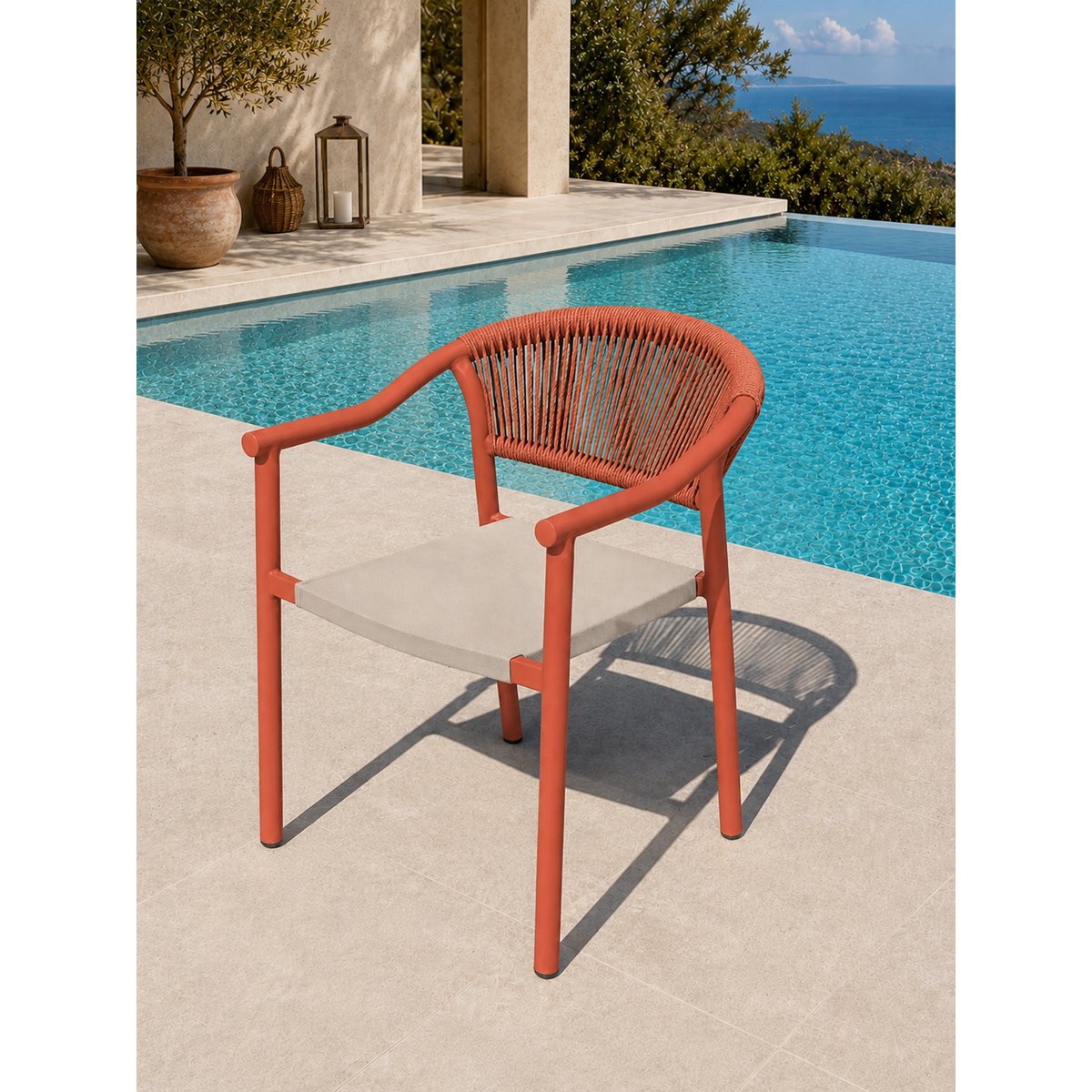 Ensemble repas de jardin en aluminium 6 places HANOI terracotta, DCB GARDEN
