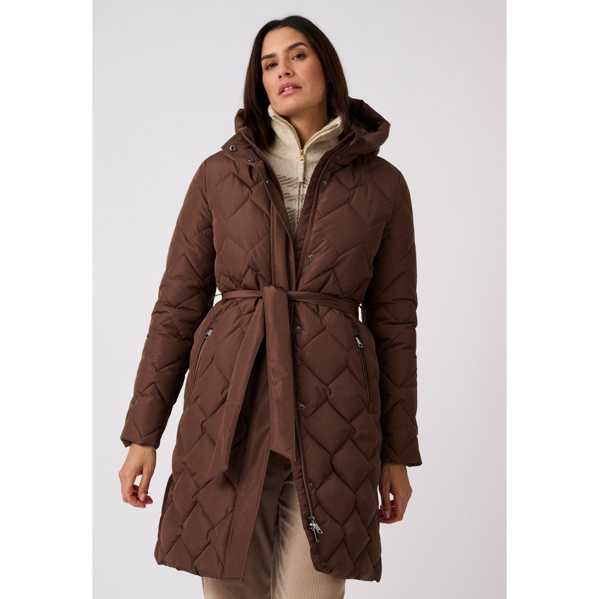 Parka longue ceinturée Thermolactyl marron foncé, DAMART