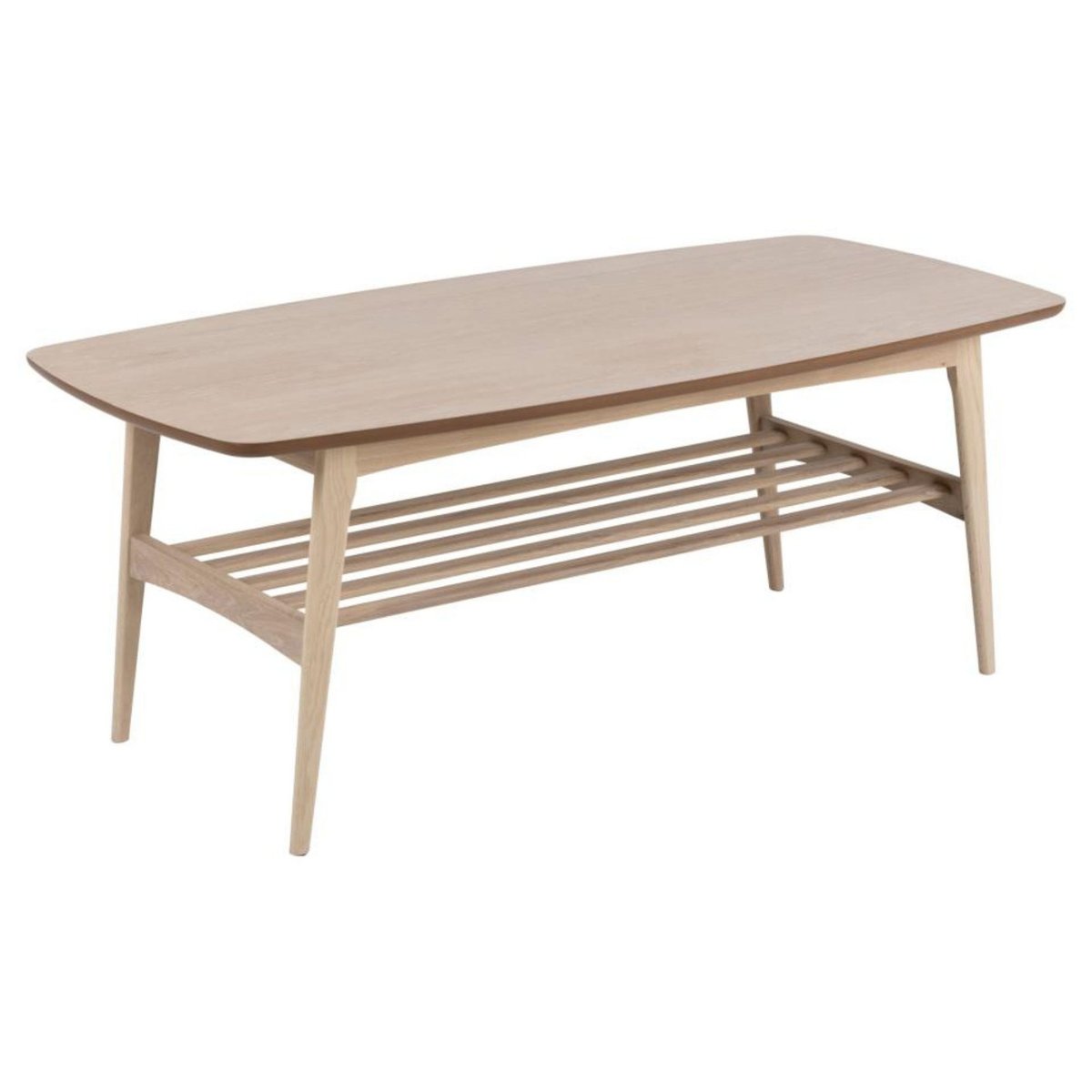 Table basse rectangulaire en chêne blanchi 1 tablette - KIRSTEN bois clair, HELLIN, DEPUIS 1862