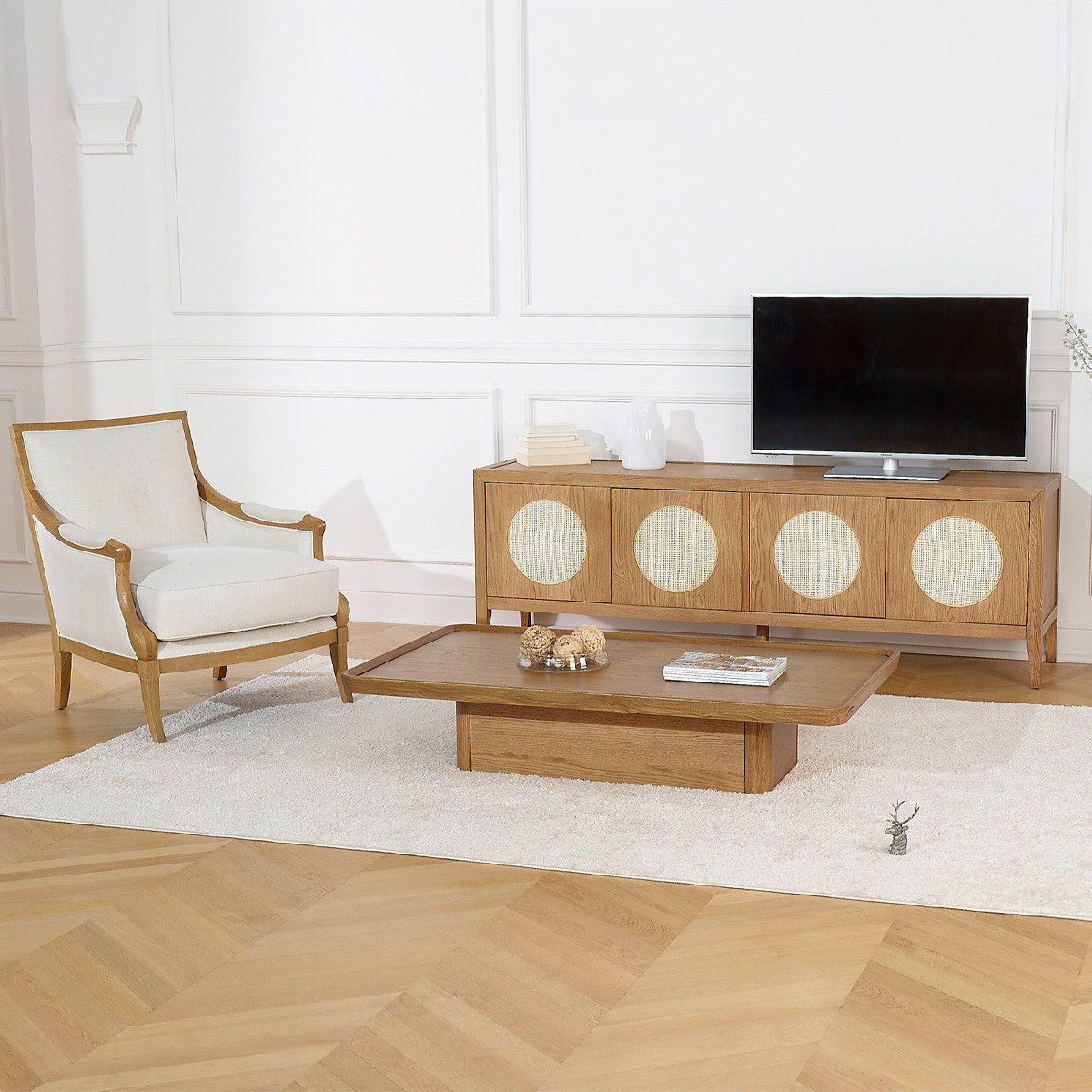 Longue table basse style contemporain en chêne SHERYL marron, ROBIN DES BOIS