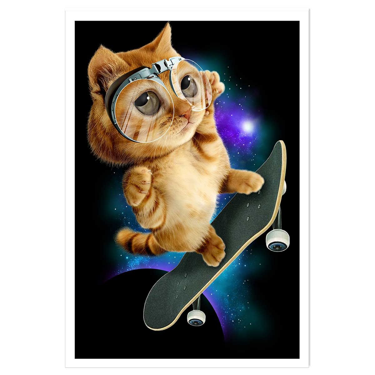Affiche enfant skate chat affiche seule, HEXOA