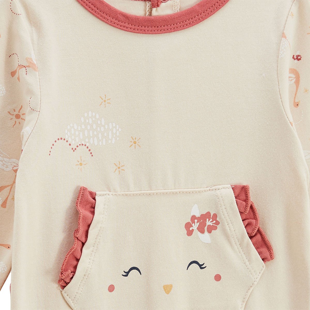 Pyjama bébé à pieds retroussables Poésie d'été vanille, PETIT BEGUIN