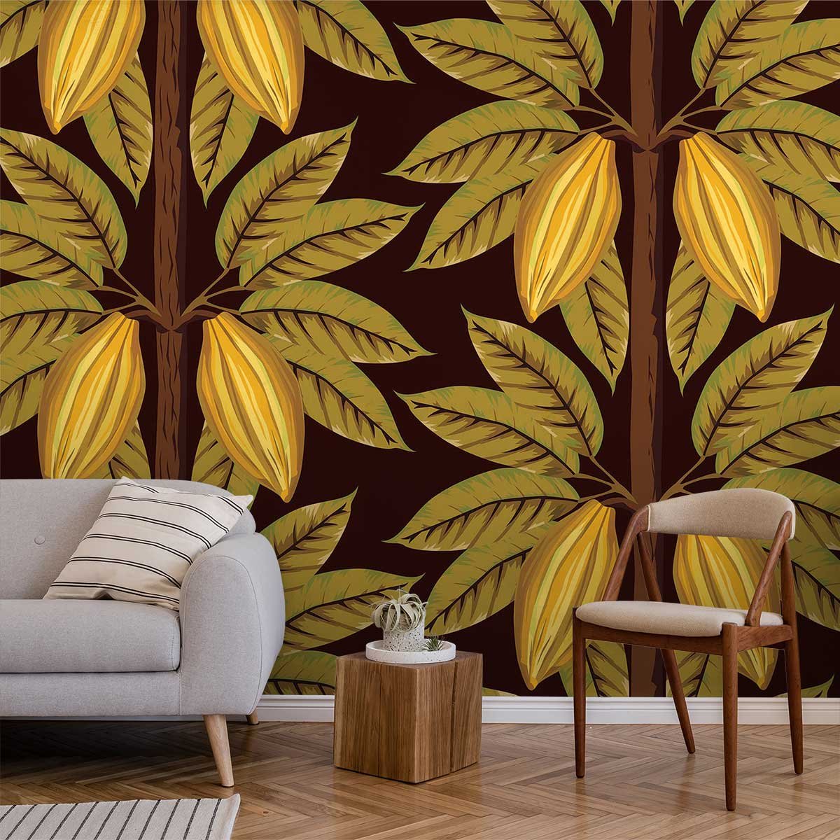 Papier peint exotique jungle cacaotier intissé, HEXOA