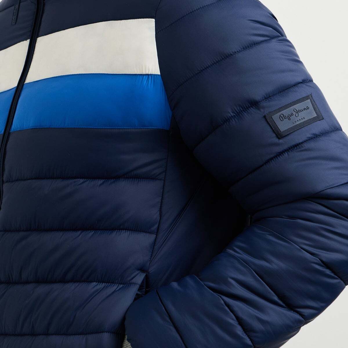 Doudoune Matelassée Color Block bleu amiral, PEPE JEANS