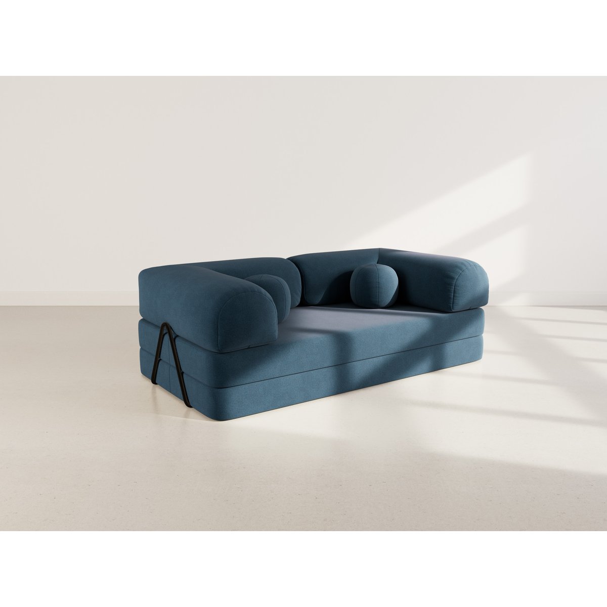 Canapé 3pl convertible en velours texturé, NEBULA bleu, BEST MOBILIER
